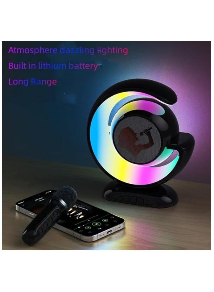 Mini Karaoke Machine with Bluetooth Speaker and Dual Wireless Microphones for Kids & Adults - Image 2