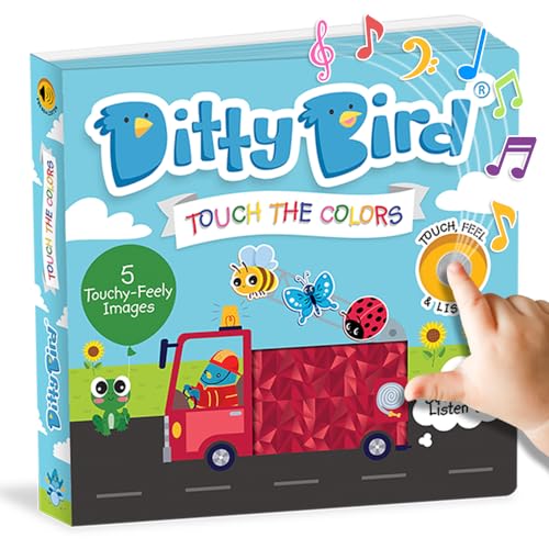 DITTY BIRD Touch & Feel Colors Edition Musical Books | Fun Montessori Toys & Learning Resources | Sensory Toys for Kids | Interactive Toddler Books for 1 Year Old to 3 Year Olds | Sturdy Baby Book - Image 1