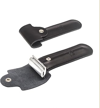 River Lake Genuine Leather Case Razor Protective Travel Case RIVERLAKE for Safety Razors Double Edge Safety Case Cover Shaving Pouch HolderTravel Case Black - Image 4