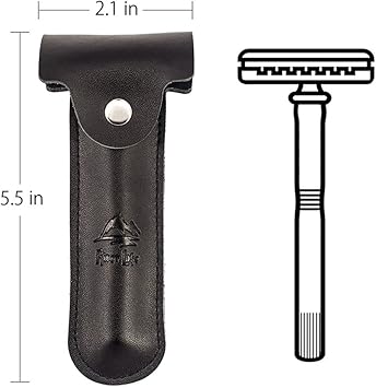 River Lake Genuine Leather Case Razor Protective Travel Case RIVERLAKE for Safety Razors Double Edge Safety Case Cover Shaving Pouch HolderTravel Case Black - Image 5