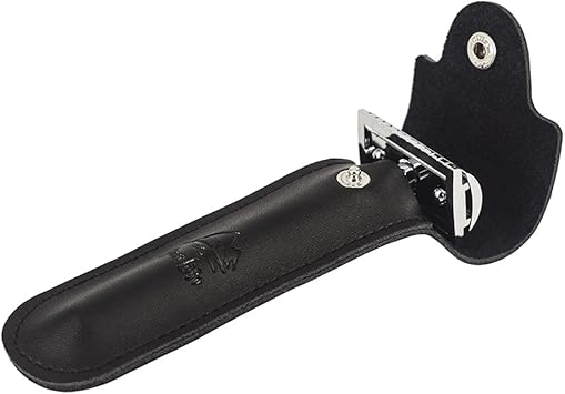 River Lake Genuine Leather Case Razor Protective Travel Case RIVERLAKE for Safety Razors Double Edge Safety Case Cover Shaving Pouch HolderTravel Case Black - Image 1