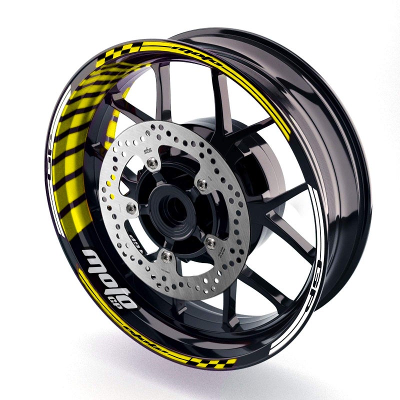 MC MOTOPARTS 17 Yellow Motorcycle Wheel Decals Vinyl Striped Minimalist Waterproof Outdoor Adult All Seasons