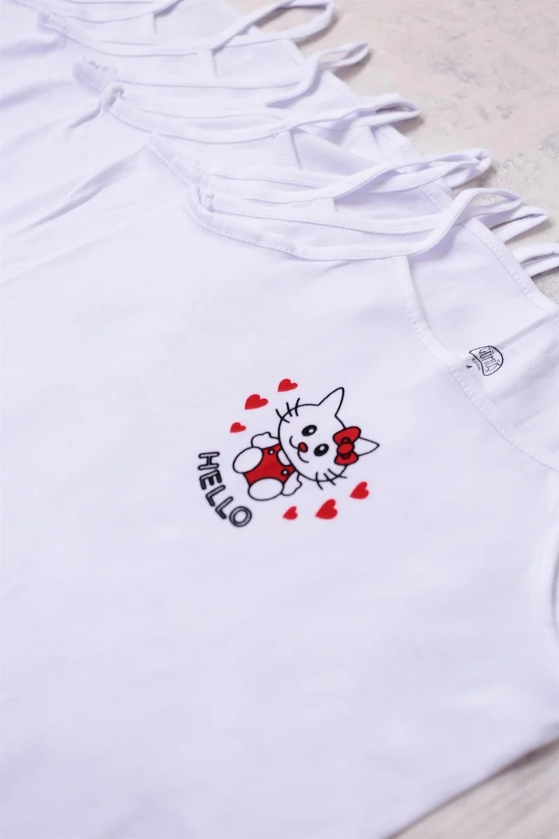 Gümüş Silver 6-Pack Girl Hello Kitty Patterned Undershirt