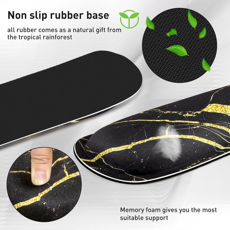 Yolanda Keyboard Wrist Rest Pad, Upgrade High-Density Thicken Memory Foam, Anti-Slip Rubber Base, Support for Easy Typing & Pain Relief,for Office,Gaming, Computer, Laptop, Mac, Marbling - Image 3