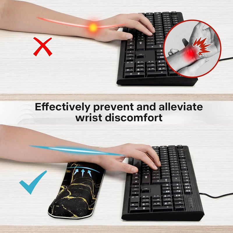 Yolanda Keyboard Wrist Rest Pad, Upgrade High-Density Thicken Memory Foam, Anti-Slip Rubber Base, Support for Easy Typing & Pain Relief,for Office,Gaming, Computer, Laptop, Mac, Marbling - Image 5