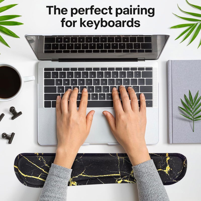 Yolanda Keyboard Wrist Rest Pad, Upgrade High-Density Thicken Memory Foam, Anti-Slip Rubber Base, Support for Easy Typing & Pain Relief,for Office,Gaming, Computer, Laptop, Mac, Marbling - Image 4