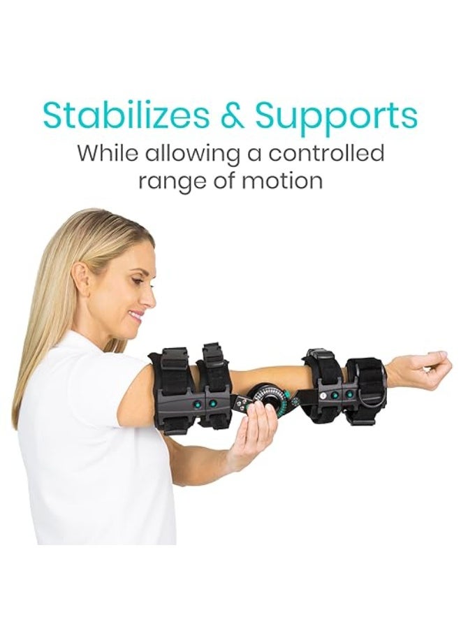 Adjustable Elbow Brace with Hinges – ROM Stabilizer Support for Injured Arm, Shoulder Strap Included, Pain Relief & Post-Surgery Recovery, Right Arm - Image 2