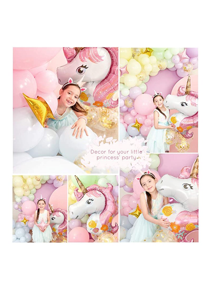 KASTWAVE - 147 Pcs Unicorn Birthday Balloons Arch Garland Kit 40 Unicorn Balloon Pink Purple Blue Confetti Balloons Birthday Banner 8 Tools for Girls Unicorn Birthday Party Decorations Baby Shower - Image 1
