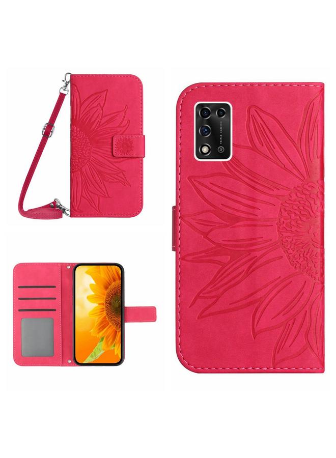 The Bros Case For ZTE Libero 5G II A103ZT Japan Edition Skin Feel Sun Flower Pattern Flip Leather Phone Case with Lanyard