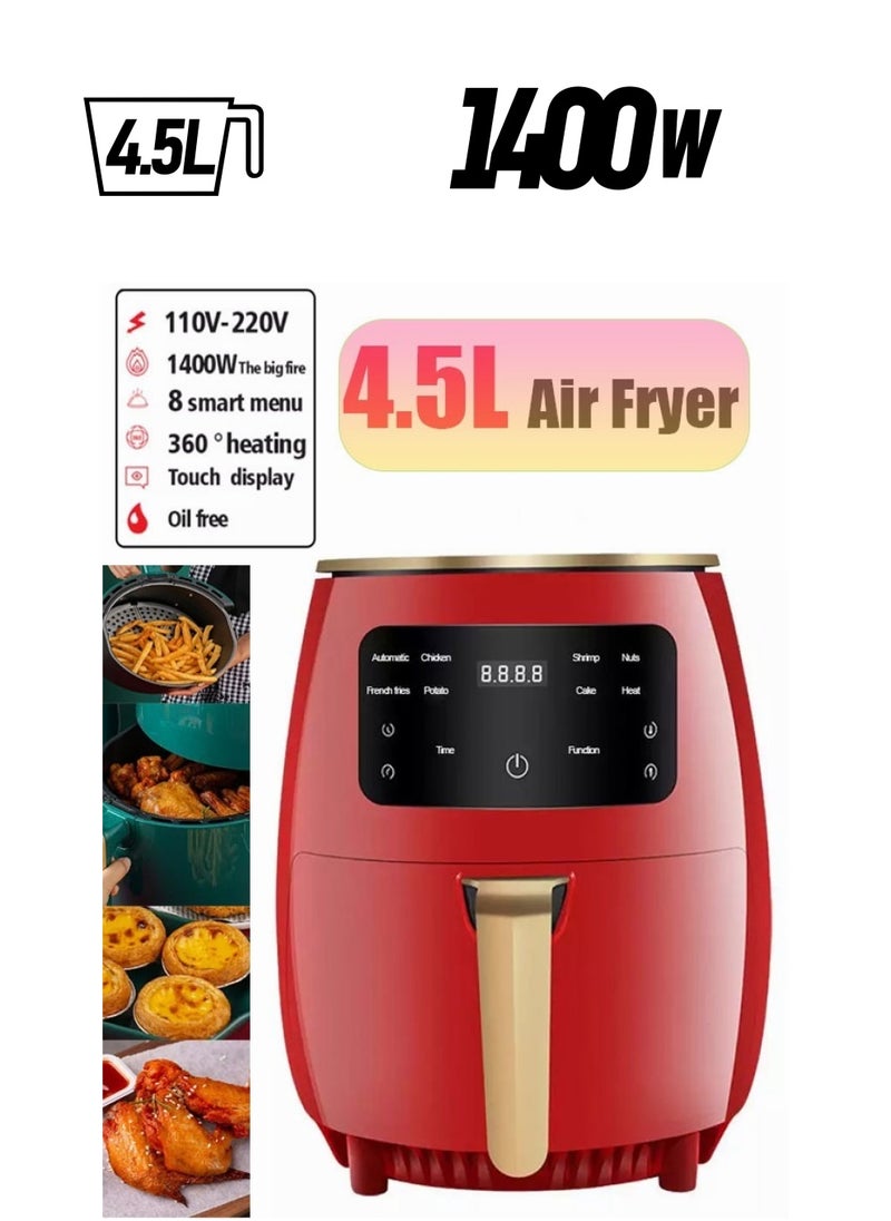 Mi VAZA 4.5L 1400W Kitchen Air Fryer Digital Display with Touch Control  Red  - Image 1