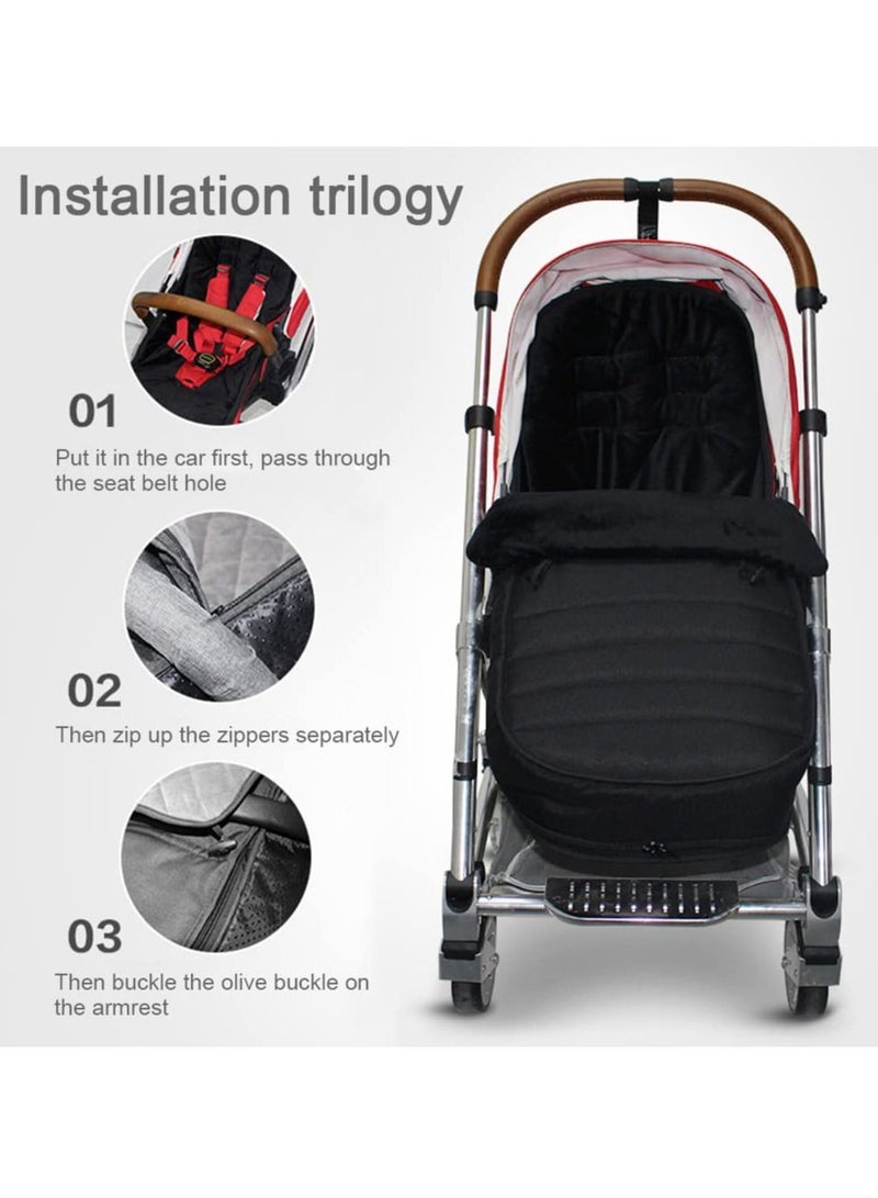 Excefore Universal Pushchair Pram Footmuffs, Baby Sleeping Bag, Winter Warm Cosy Toes for Pushchair, Pram, Stroller and Buggy, Thermo Fleece and Waterproof, Extra Long for Baby and Toddler (Black) - Image 5