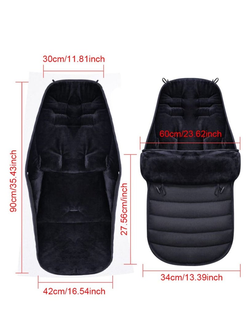 Excefore Universal Pushchair Pram Footmuffs, Baby Sleeping Bag, Winter Warm Cosy Toes for Pushchair, Pram, Stroller and Buggy, Thermo Fleece and Waterproof, Extra Long for Baby and Toddler (Black) - Image 2