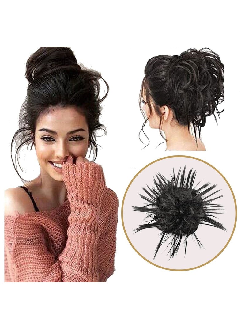 Estelle Messy Cocktail Bun hair bun hair bang hair extension elastic hair ban Hair Piece Hair Tousled Updo Hair Extensions Hairpiece Synthetic Hair Extensions Scrunchies Hairpiece for Women (Color #2) - Image 1
