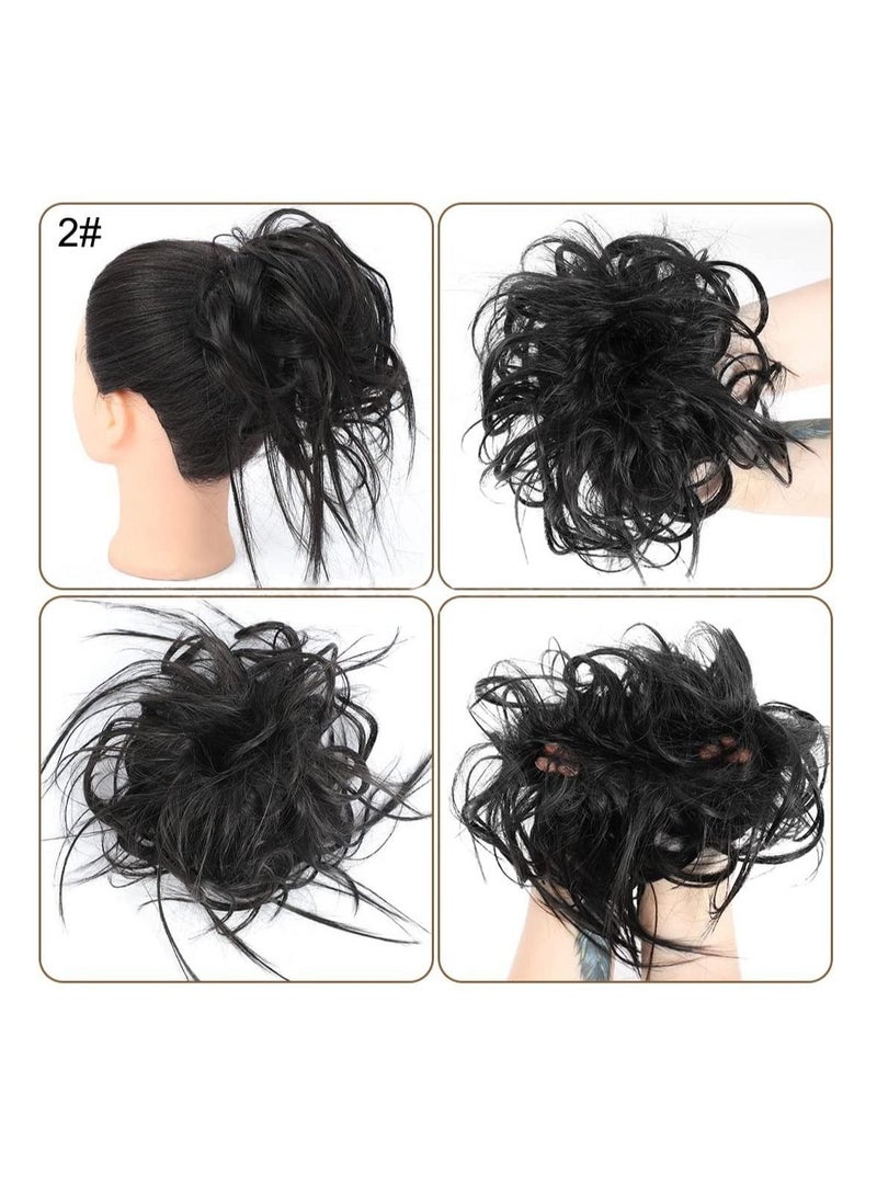 Estelle Messy Cocktail Bun hair bun hair bang hair extension elastic hair ban Hair Piece Hair Tousled Updo Hair Extensions Hairpiece Synthetic Hair Extensions Scrunchies Hairpiece for Women (Color #2) - Image 2