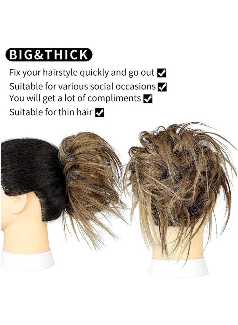 Estelle Messy Cocktail Bun hair bun hair bang hair extension elastic hair ban Hair Piece Hair Tousled Updo Hair Extensions Hairpiece Synthetic Hair Extensions Scrunchies Hairpiece for Women (Color #2) - Image 4