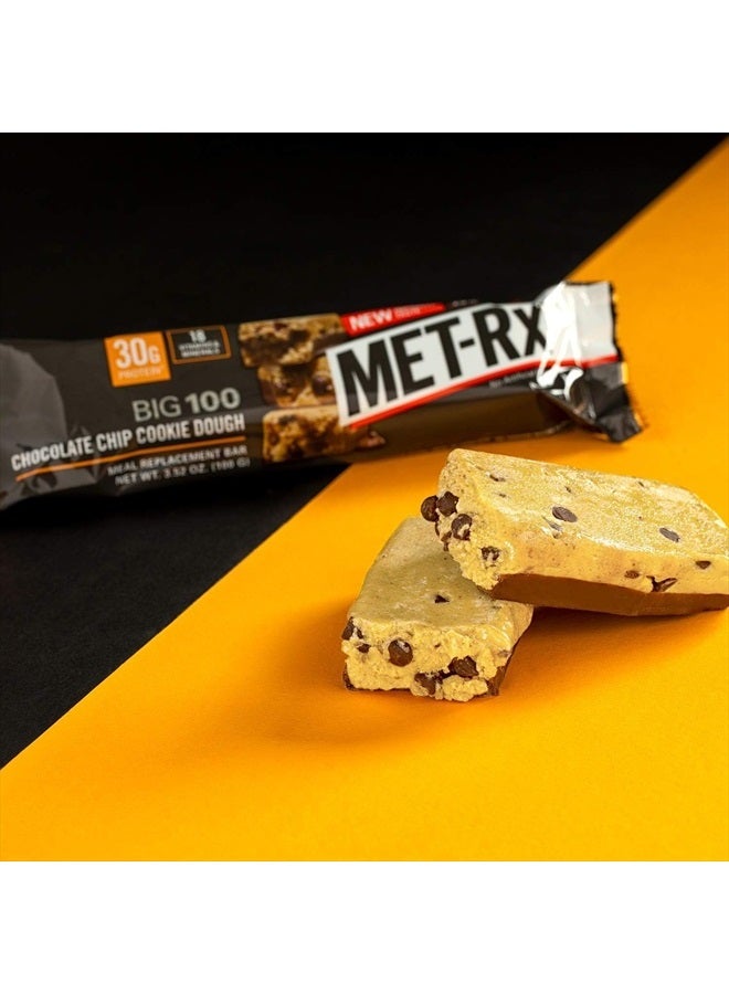 MET-Rx Big 100 Colossal Protein Bars, Chocolate Chip Cookie Dough Meal Replacement Bars, 9 Count (Pack of 1) - Image 4