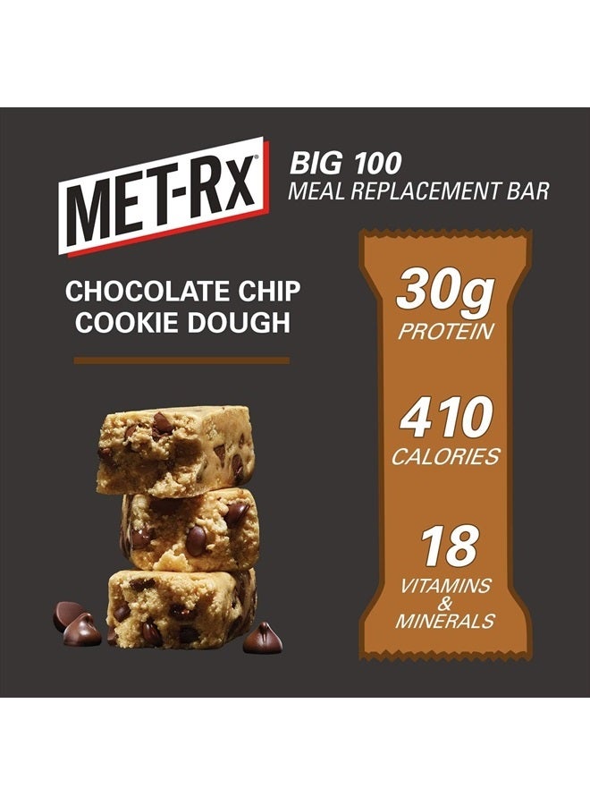MET-Rx Big 100 Colossal Protein Bars, Chocolate Chip Cookie Dough Meal Replacement Bars, 9 Count (Pack of 1) - Image 3