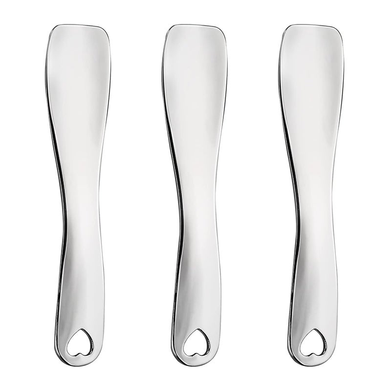 Sibba 3 PCS Facial Spatula Massage Eye Roller Dark Circles Skincare Tool Face Cream Lotion Makeup Stainless Steel Applicator Wand Neck Lines Beauty Instrument Stick Spoon DeviceSilver