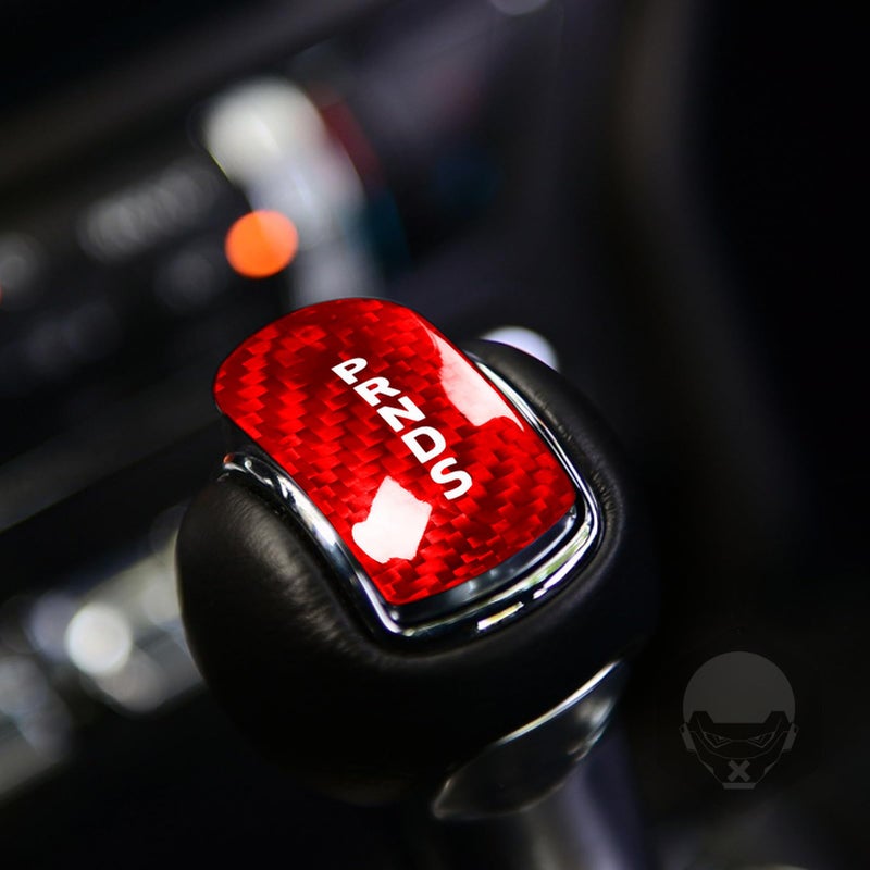 UOADA Black Gear Shift Head Knob Cover Compatible with Ford Mustang 2014 2015 2016 2017 2018 Hard Carbon Fiber Red