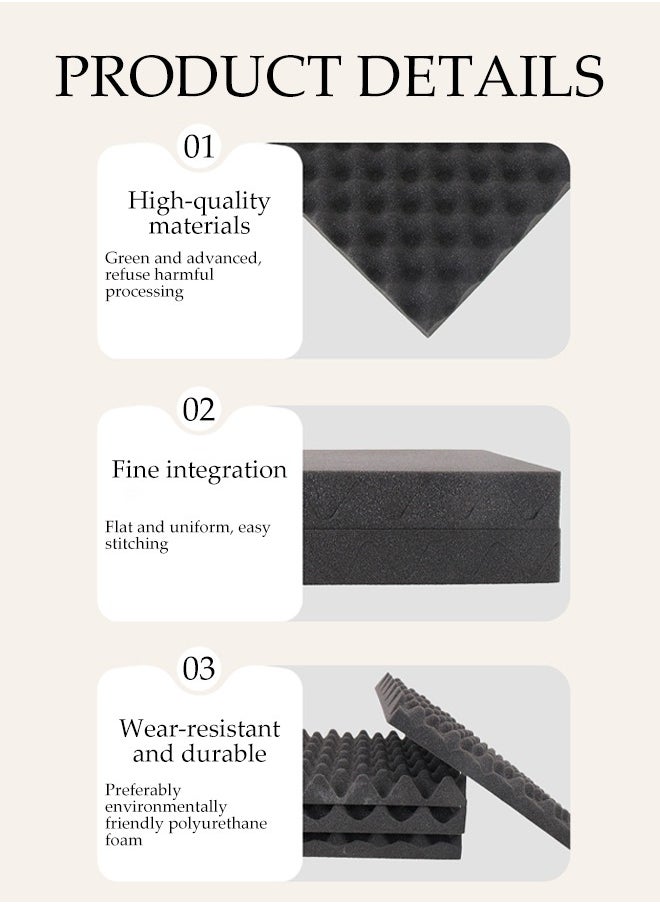 DUNISO 12 Pieces Of Sound-Absorbing Foam,Acoustic Panels,Sound Insulation Board, 2X30X30cm, Fast Recovery Sound-Absorbing Board, Home Studio, High-Density Flame-Retardant Sound Insulation Wall Board, Thickened, Egg Sound Insulation Cotton, Wall, Bedroom, Piano Room, Ktv, Indoor, Self-Adhesive  - Image 4
