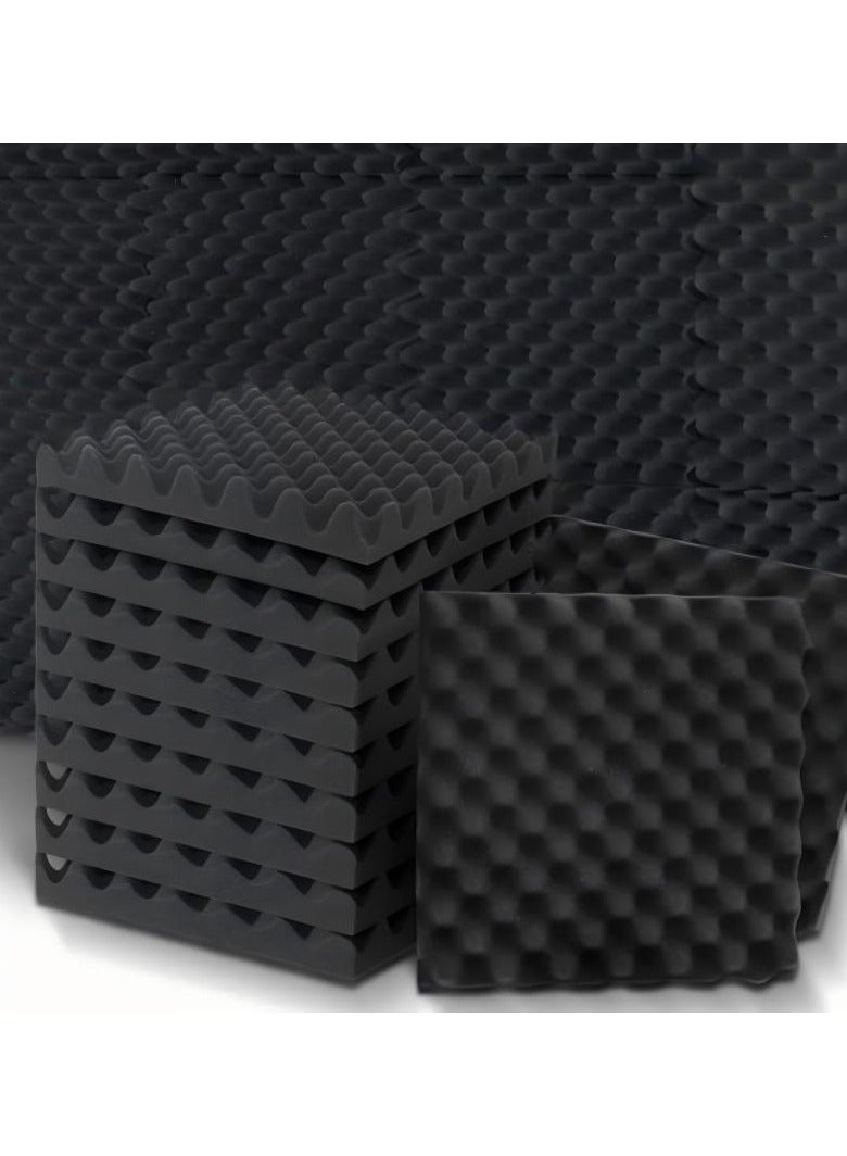 DUNISO 12 Pieces Of Sound-Absorbing Foam,Acoustic Panels,Sound Insulation Board, 2X30X30cm, Fast Recovery Sound-Absorbing Board, Home Studio, High-Density Flame-Retardant Sound Insulation Wall Board, Thickened, Egg Sound Insulation Cotton, Wall, Bedroom, Piano Room, Ktv, Indoor, Self-Adhesive - Image 1