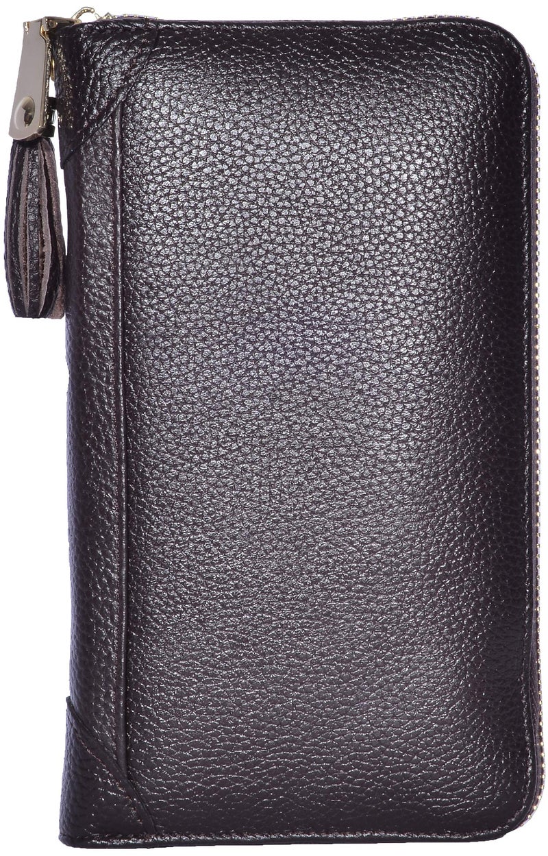 Easyoulife Credit Card Holder Wallet Womens Zipper Leather Case Purse RFID Blocking (Coffee) - Image 2