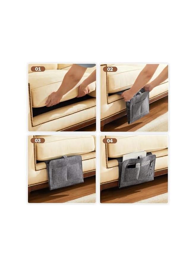 The Bros Bedside Caddy, Bedside Storage Organizer for Dorm Rooms, Bunk Beds, and More (Grey) - Image 2