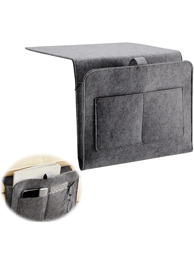 The Bros Bedside Caddy, Bedside Storage Organizer for Dorm Rooms, Bunk Beds, and More (Grey) - Image 1