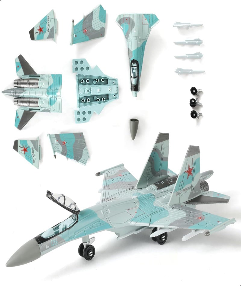 Vihaanta 1:100 Su35 Fighter Jet Model, Detailed Military Aircraft Toy for Adults and Kids, Perfect for Home Office Decor, Gift for Aviation Enthusiasts and Collectors Ornaments - Image 1