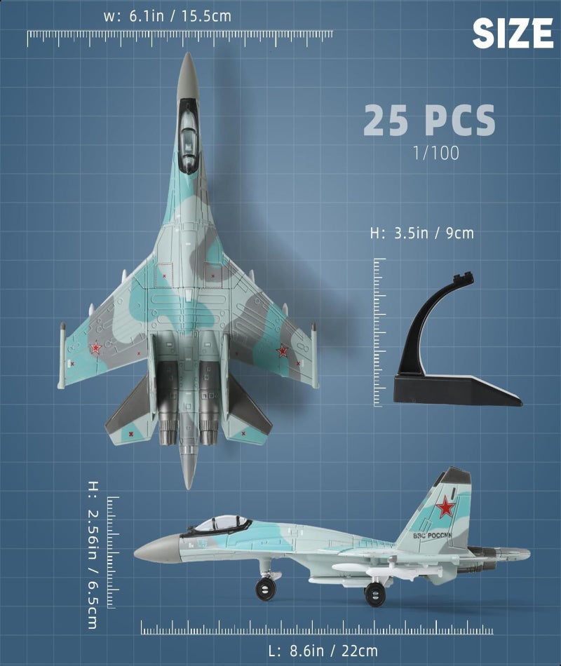 Vihaanta 1:100 Su35 Fighter Jet Model, Detailed Military Aircraft Toy for Adults and Kids, Perfect for Home Office Decor, Gift for Aviation Enthusiasts and Collectors Ornaments - Image 2