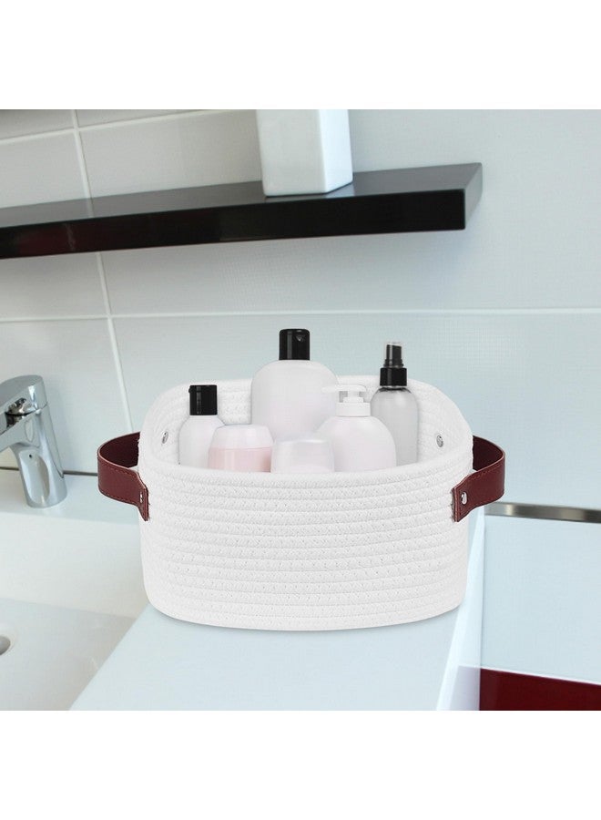 ABenkle Small Storage Basket, Mini Baskets with Handle, Cute Cotton Woven Baskets for Shelves, Boho Decorative Toy Storage Bin for Nursery, Spa, Empty Gift Basket - XS, White - Image 5