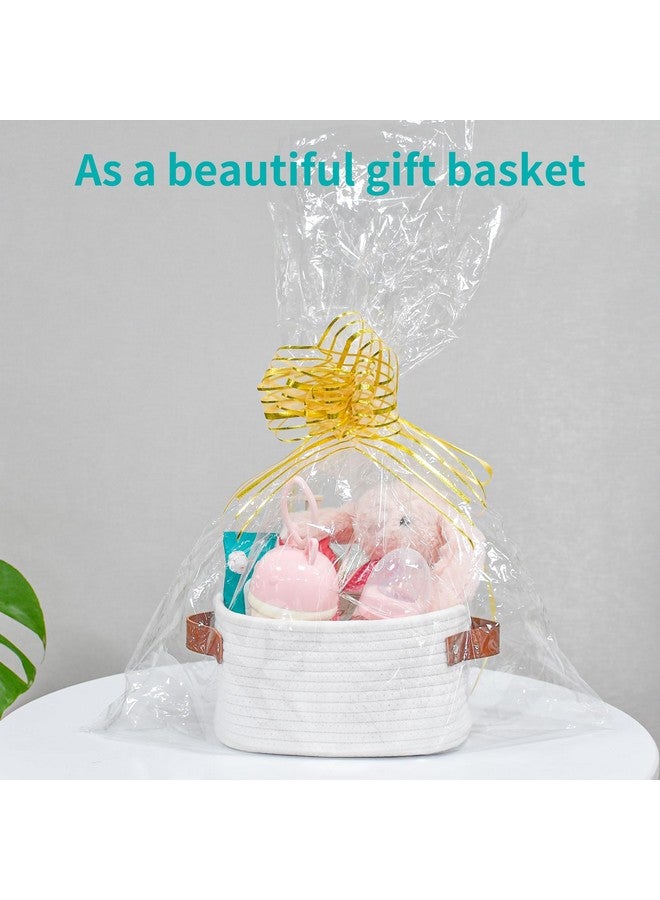 ABenkle Small Storage Basket, Mini Baskets with Handle, Cute Cotton Woven Baskets for Shelves, Boho Decorative Toy Storage Bin for Nursery, Spa, Empty Gift Basket - XS, White - Image 3