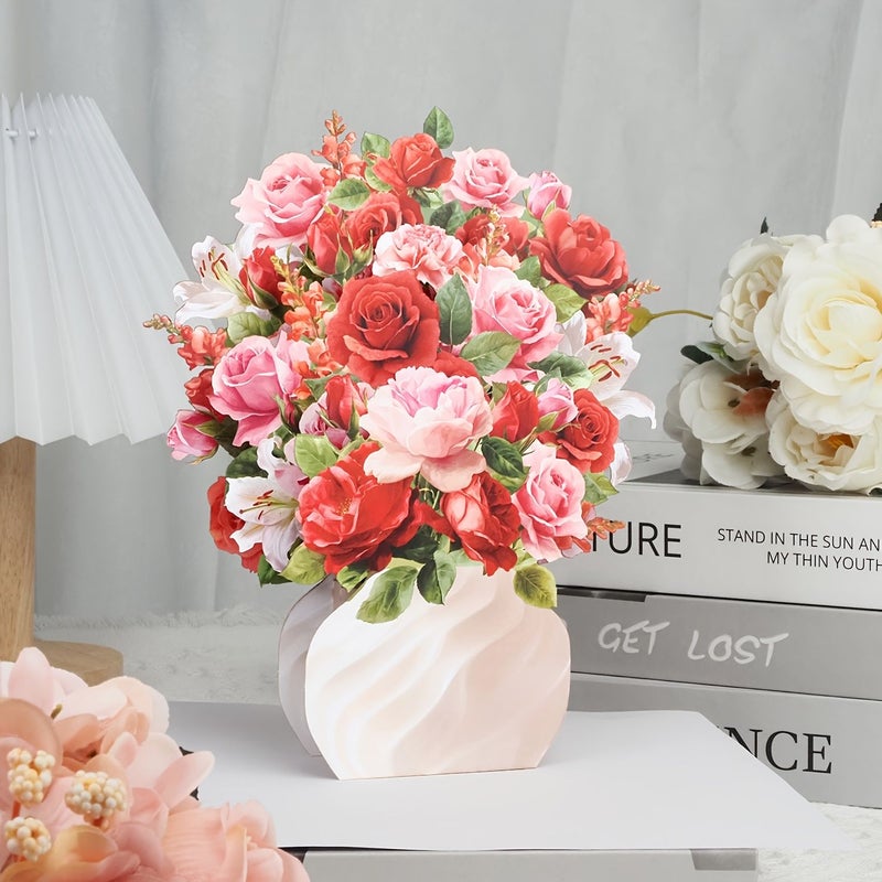 Rose Bouquet Pop Up Greeting Card Floral Ornament Birthday Wedding Gift - Image 4
