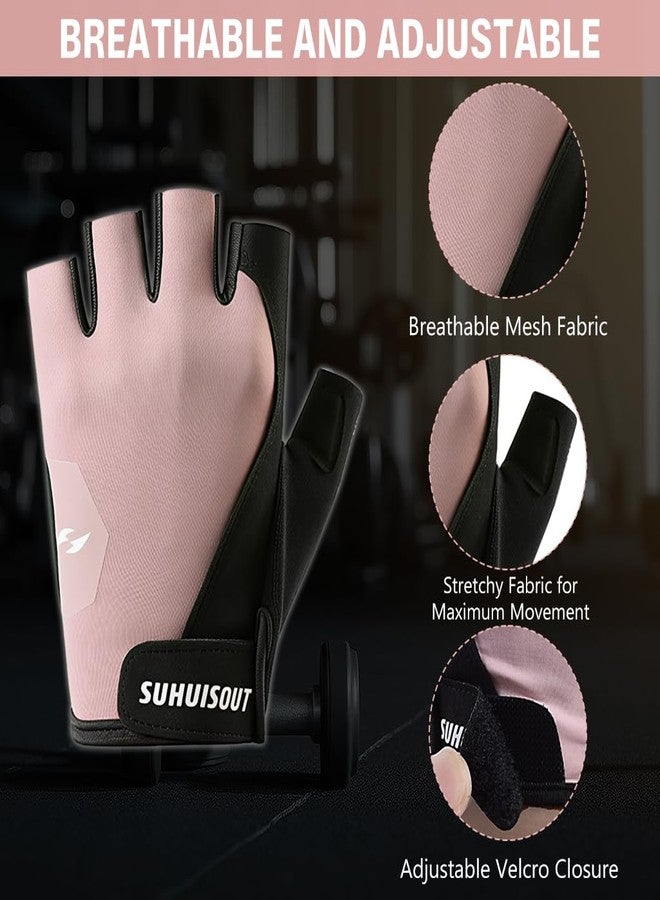 برو بيروس قفازات رياضية نسائية من بروبيروس®، قفازات رياضية بدون أصابع قابلة للتهوية مع راحة يد من السيليكون مانعة للانزلاق، قفازات رياضية قابلة للتعديل عند المعصم لرفع الأثقال والتدريب وركوب الدراجات، مقاس متوسط - Image 4