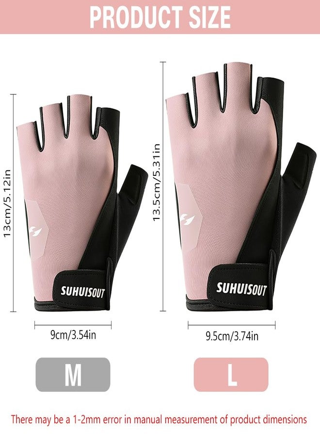 برو بيروس قفازات رياضية نسائية من بروبيروس®، قفازات رياضية بدون أصابع قابلة للتهوية مع راحة يد من السيليكون مانعة للانزلاق، قفازات رياضية قابلة للتعديل عند المعصم لرفع الأثقال والتدريب وركوب الدراجات، مقاس متوسط - Image 2