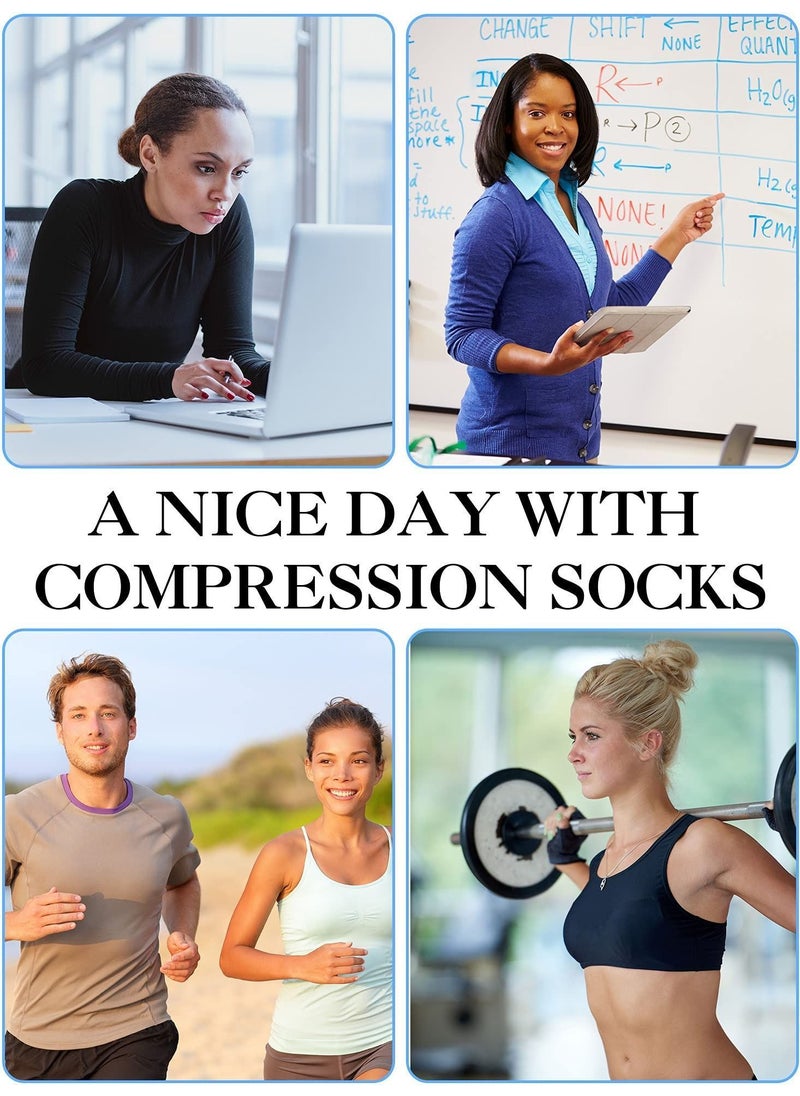 Y&D - 2 Pairs Thigh High Compression Stockings Footless 20-30 Mmhg Stockings With Silicone Dot Band For Unisex (Beige/Black) - Image 1
