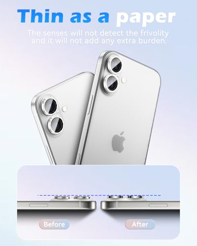 CloudValley for iPhone 17 Glitter Camera Lens Protector, Bling Ultra-HD Tempered Glass Cover with Metal Ring, Sparkly Anti-Scratch Accessories for Women, Easy Installation, Glitter White - Image 5