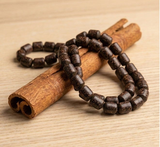 Al Noor Foundation Natural Cinnamon Prayer Beads with a Beautiful Strong Fragrance – 33 Barrel-Shaped Beads, 10mm - Image 1