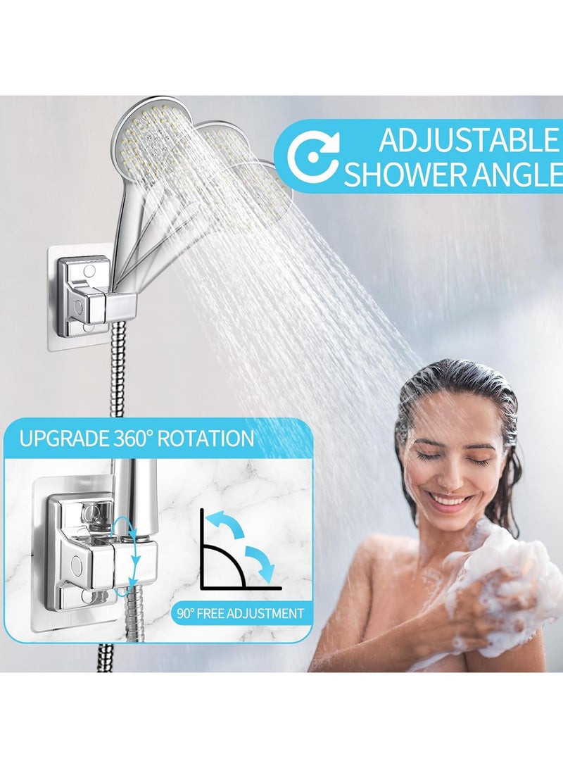 2 PCS Shower Head Holder Replacement, Adjustable 360° Shower Holder Bracket No Drilling, Strong Adhesive Universal ABS Shower Bracket for Home Hotel Bathroom - Image 4