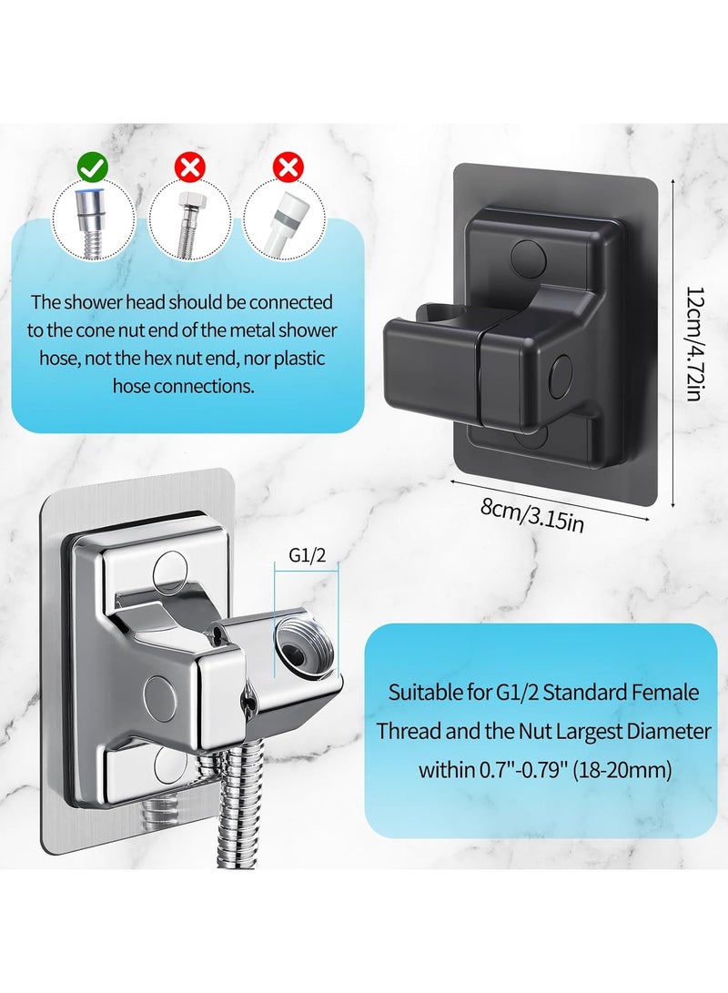 2 PCS Shower Head Holder Replacement, Adjustable 360° Shower Holder Bracket No Drilling, Strong Adhesive Universal ABS Shower Bracket for Home Hotel Bathroom - Image 2