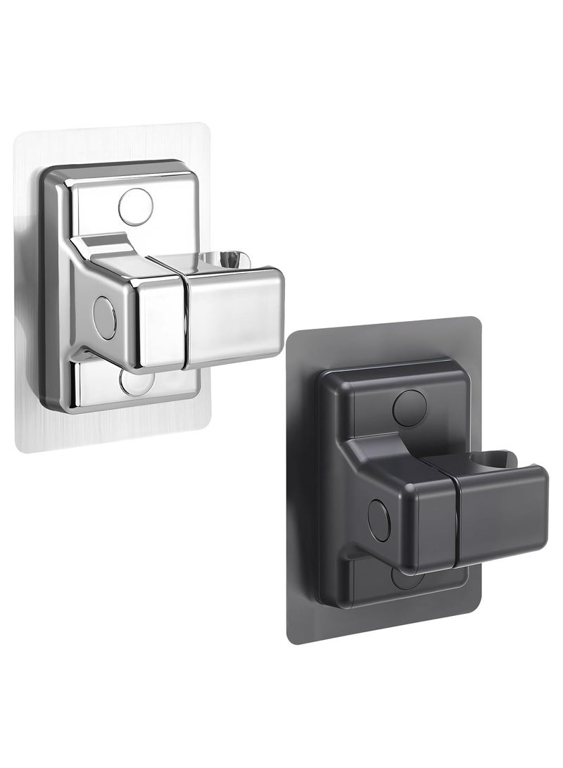 2 PCS Shower Head Holder Replacement, Adjustable 360° Shower Holder Bracket No Drilling, Strong Adhesive Universal ABS Shower Bracket for Home Hotel Bathroom - Image 1