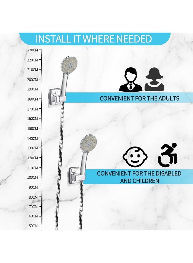 2 PCS Shower Head Holder Replacement, Adjustable 360° Shower Holder Bracket No Drilling, Strong Adhesive Universal ABS Shower Bracket for Home Hotel Bathroom - Image 3