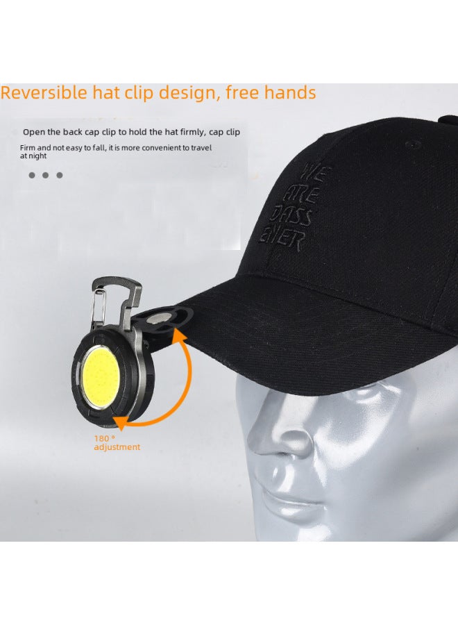 Clip-on Hat Type-c Charging Cob Work Light Keychain Strong Magnet Led Inspection Light Bottle Opener Portable Lantern-Color:5142 Blue  - Image 4