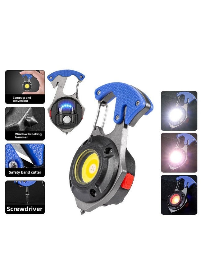 Clip-on Hat Type-c Charging Cob Work Light Keychain Strong Magnet Led Inspection Light Bottle Opener Portable Lantern-Color:5142 Blue  - Image 1