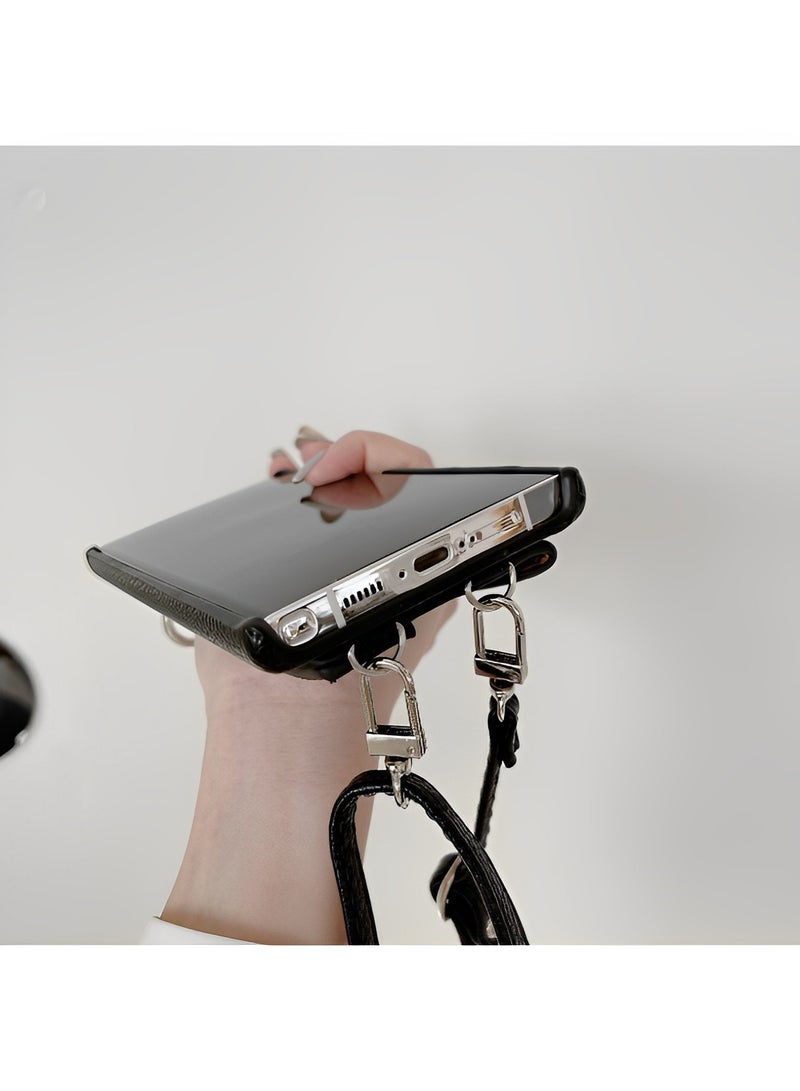 ريوكل جراب هاتف Samsung Galaxy S23 22 Ultra مع حامل بطاقات وحزام كتف وحزام معصم من نسيج الليتشي لهاتف Galaxy S23 22 Ultra - Image 5