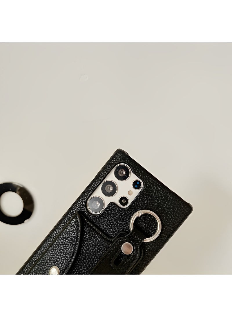 ريوكل جراب هاتف Samsung Galaxy S23 22 Ultra مع حامل بطاقات وحزام كتف وحزام معصم من نسيج الليتشي لهاتف Galaxy S23 22 Ultra - Image 4