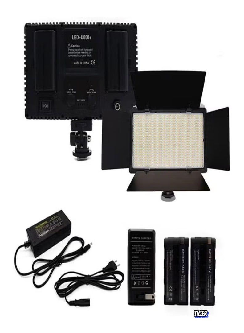 TIGER Rechargeable Pro LED 600 Photography Light – Adjustable Brightness & Color Temperature – Perfect for Photo Shoots, Video Making, YouTube Vlogs, TikTok & Instagram Reels, Wedding Photography, and Studio Use – Includes Stand & Camera Light – Portable & Professional Lighting Solution  - Image 1