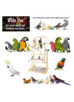 XICEN The Pet Parrot Playstand Parrots Bird Playground Bird Play Stand Wood Perch Gym Playpen Ladder with Feeder Cups Bells for Cockatiel Parakeet (4 Layers)  - Image 3