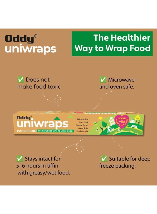 Oddy Uniwraps Food Wrapping Paper Foil 278MM x 20M, Combo Pack, Set of 2 Rolls complementrygift 4pcs scrub pad(3"X4") - Image 2