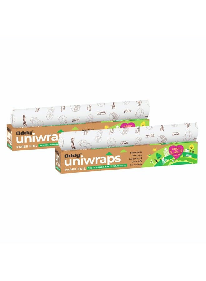 Oddy Uniwraps Food Wrapping Paper Foil 278MM x 20M, Combo Pack, Set of 2 Rolls complementrygift 4pcs scrub pad(3"X4") - Image 1